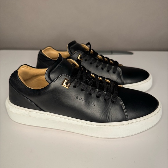 Buscemi Black Italian Leather White Sole Low Top Sneakers w/ Tan Lining Size 38 - Picture 6 of 16